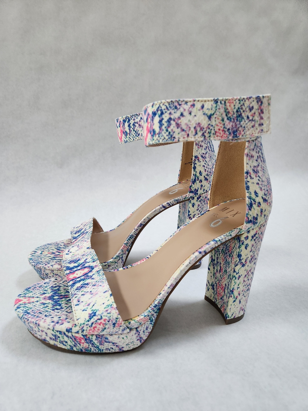 Mix No. 6 Multicolor Snakeskin Block Heel Sandals - NWT